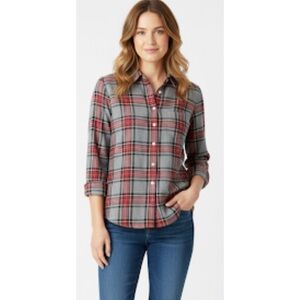 J. Crew Grey & Red Plaid Boy Cotton Button Down Shirt Size 0